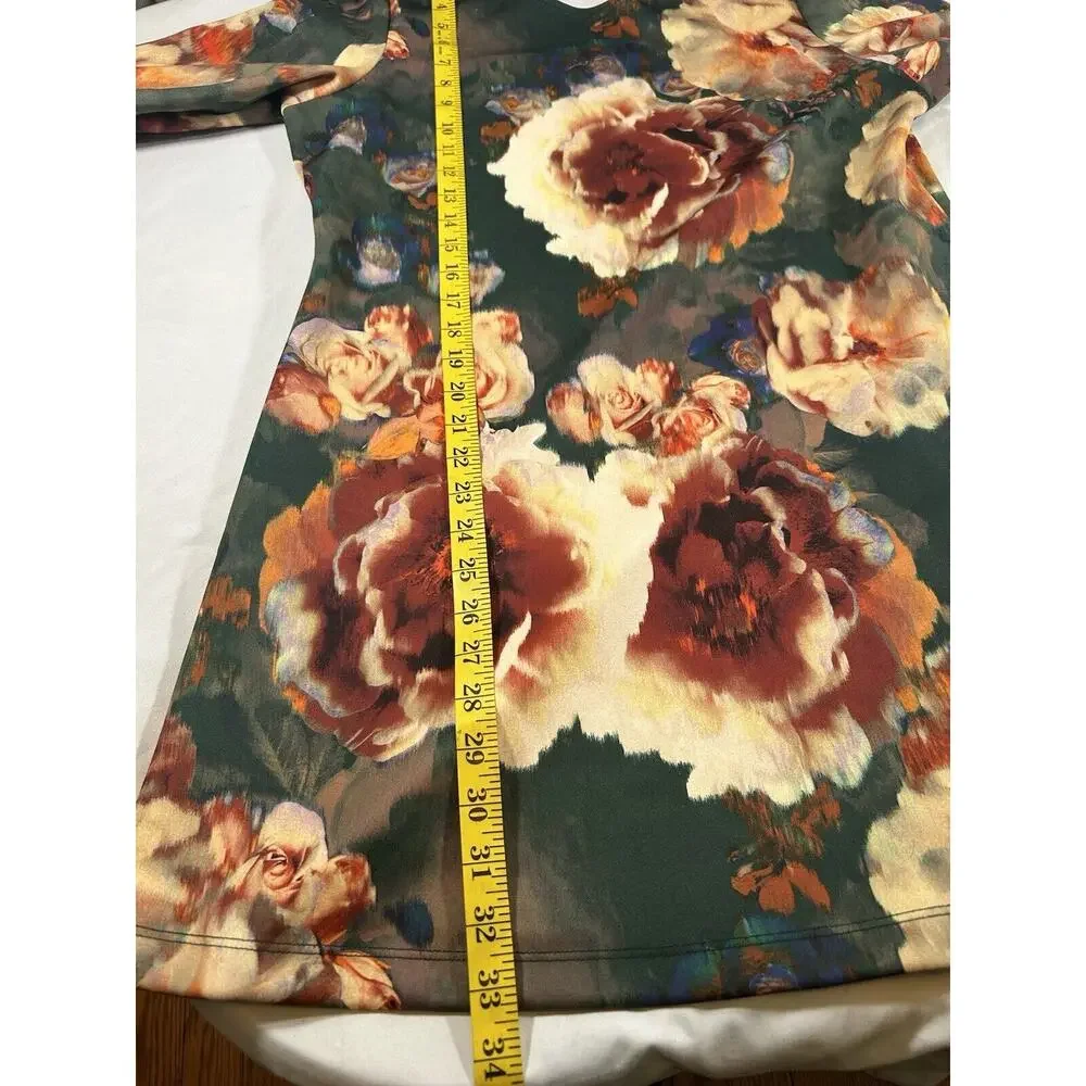 Bryn Walker Floral Tunic Blouse Top Womens Size Medium Green Pink Classic Garden - Picture 9 of 10